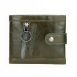 Écrin de cuir véritable RFID - Portefeuille compact avec 9 emplacements cartes et double poche zippée - Vert