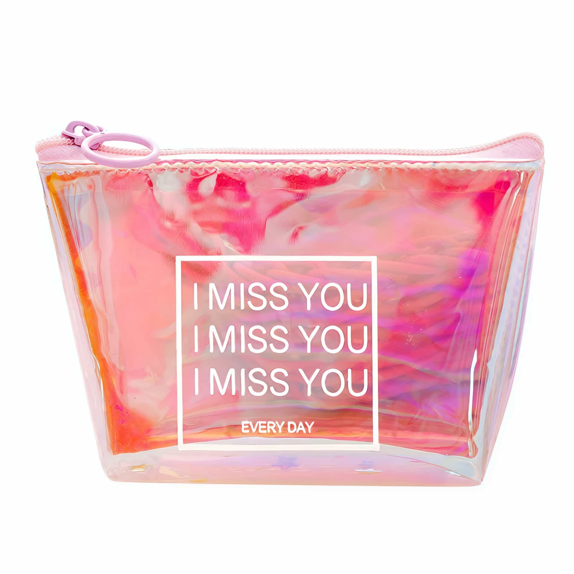 Pochette holographique scintillante pour monnaie et cartes - Rose