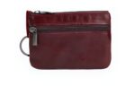 Porte-monnaie compact en cuir - Mini pochette zippée avec anneau porte-clés - Rouge