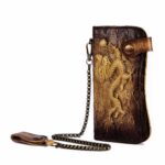 Portefeuille dragon-tigre en cuir véritable - L'écrin sculptural pour 14 cartes - Dragon or