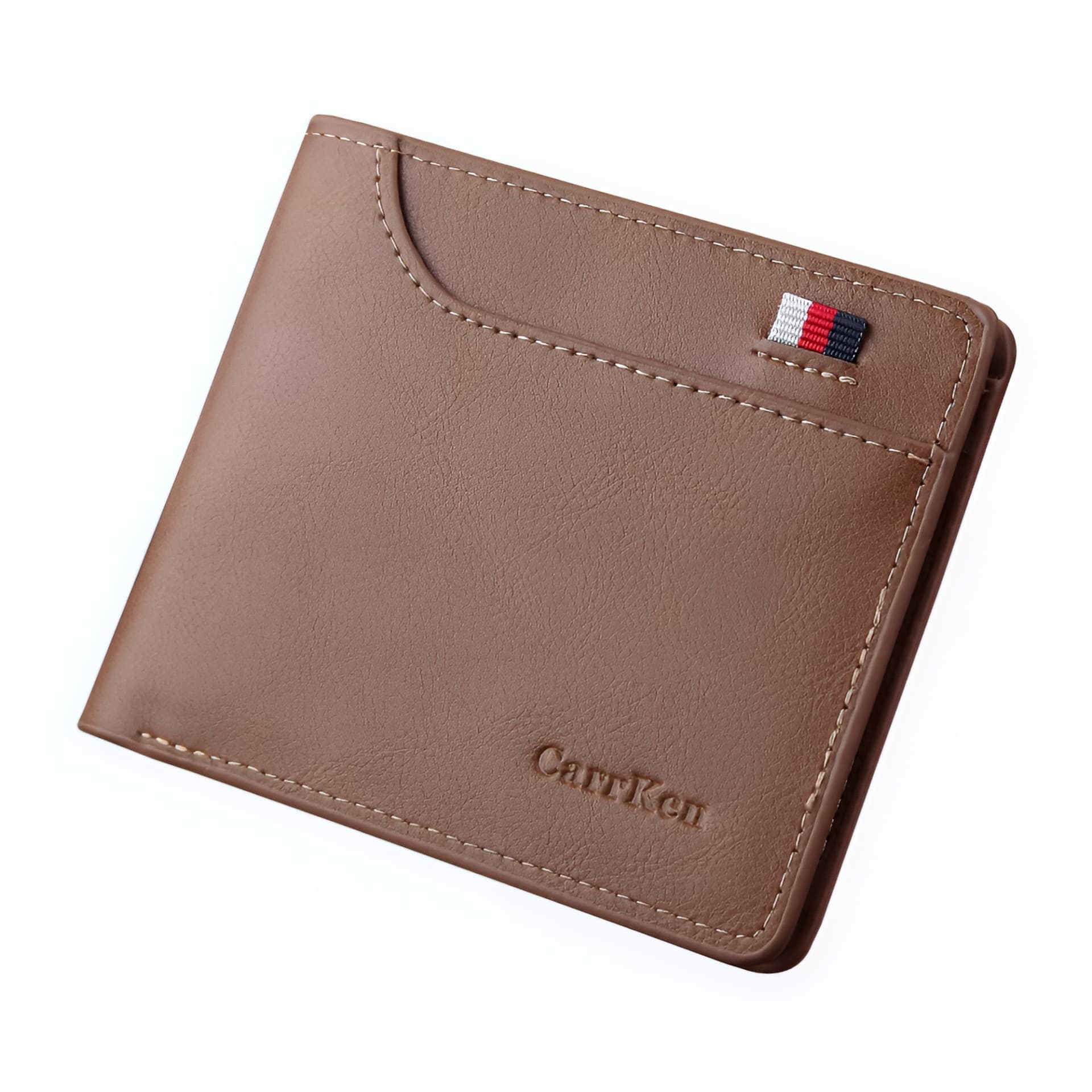 Portefeuille vintage compact en simili cuir - 10 emplacements cartes et poche zippée - Marron