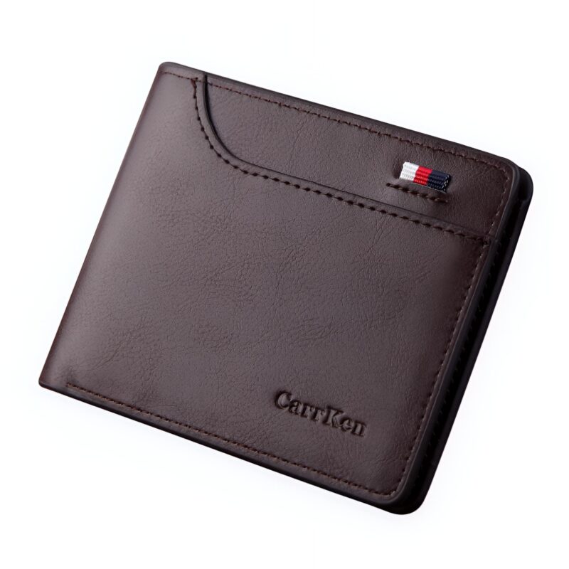 Portefeuille vintage compact en simili cuir - 10 emplacements cartes et poche zippée - café