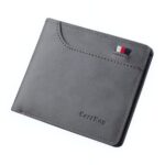 Portefeuille vintage compact en simili cuir - 10 emplacements cartes et poche zippée - Gris