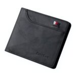 Portefeuille vintage compact en simili cuir - 10 emplacements cartes et poche zippée - Noir