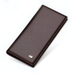 Portefeuille long Bison Denim en cuir véritable - Élégance fine et rangements multiples - Marron