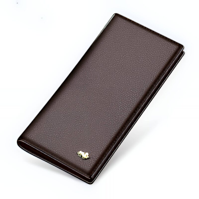 Portefeuille long Bison Denim en cuir véritable - Élégance fine et rangements multiples - Marron