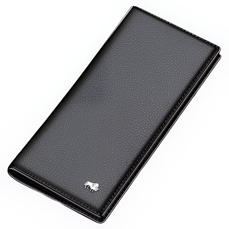 Portefeuille long Bison Denim en cuir véritable - Élégance fine et rangements multiples