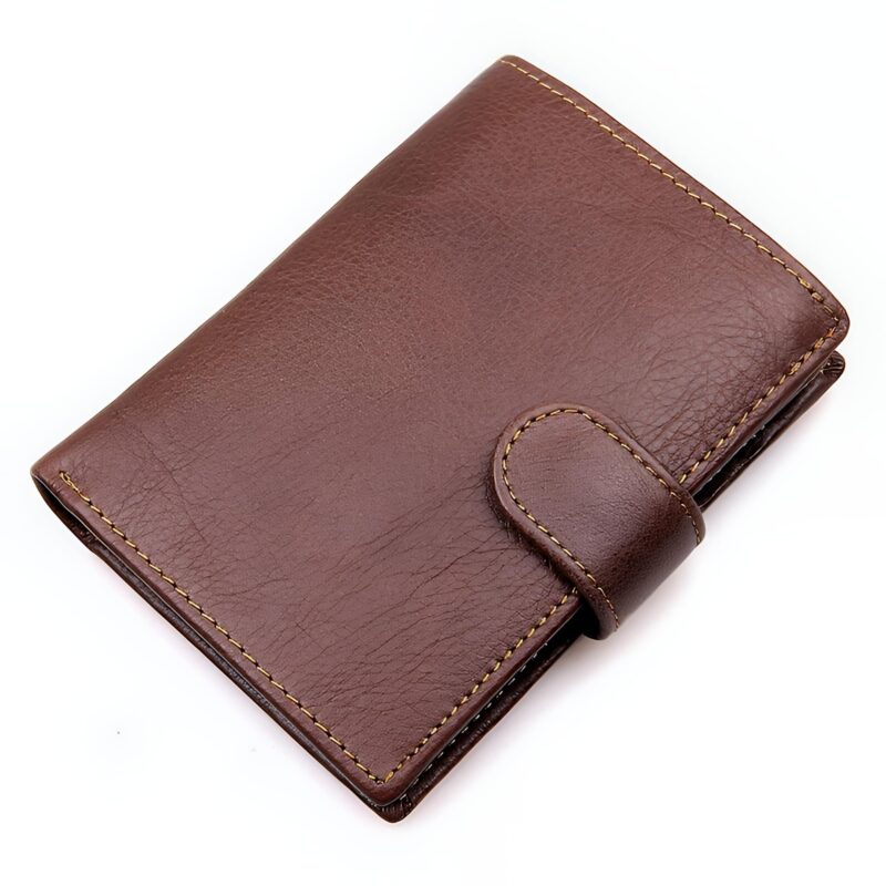 Portefeuille bifold en cuir véritable - Protection RFID et 12 emplacements cartes - café