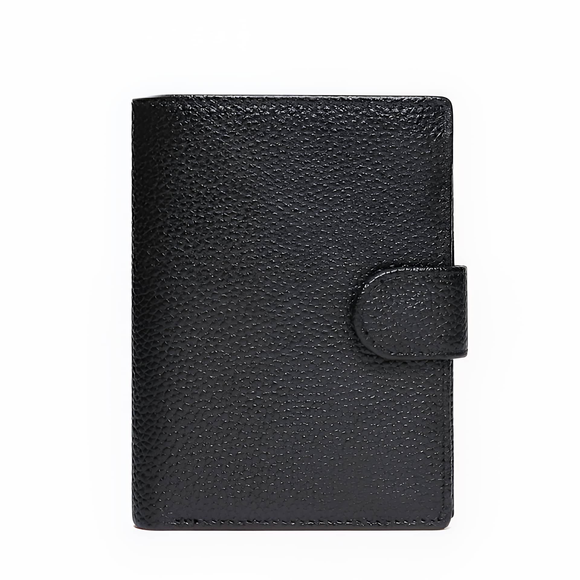 Portefeuille vintage en cuir véritable - Élégance masculine aux multiples rangements - Noir