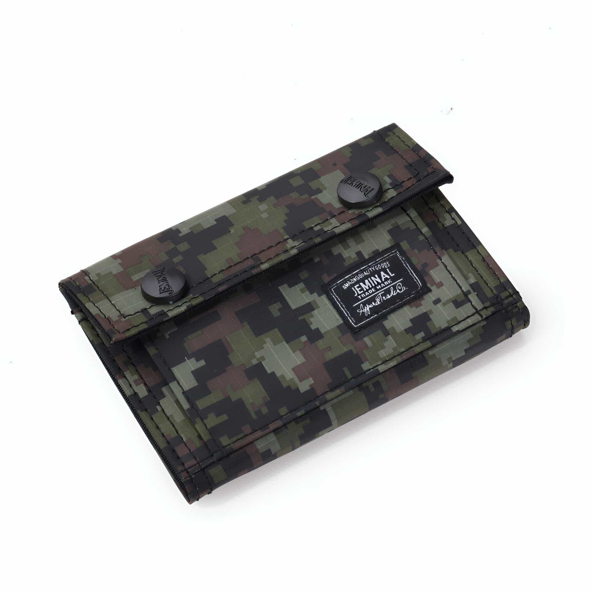 Portefeuille camouflage militaire avec pince à billets - Toile résistante et profil mince - Vert