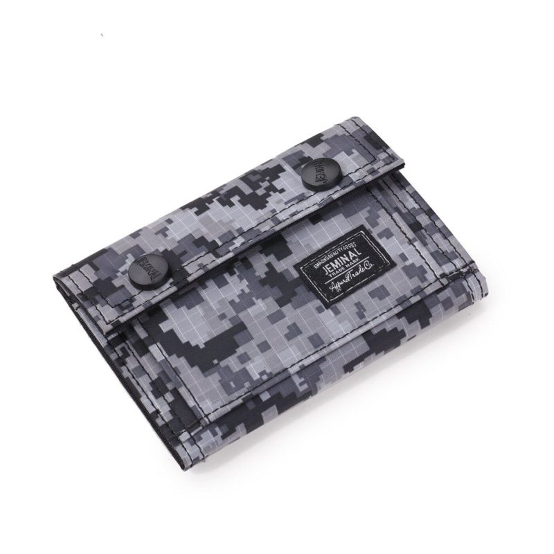 Portefeuille camouflage militaire avec pince à billets - Toile résistante et profil mince - Gris