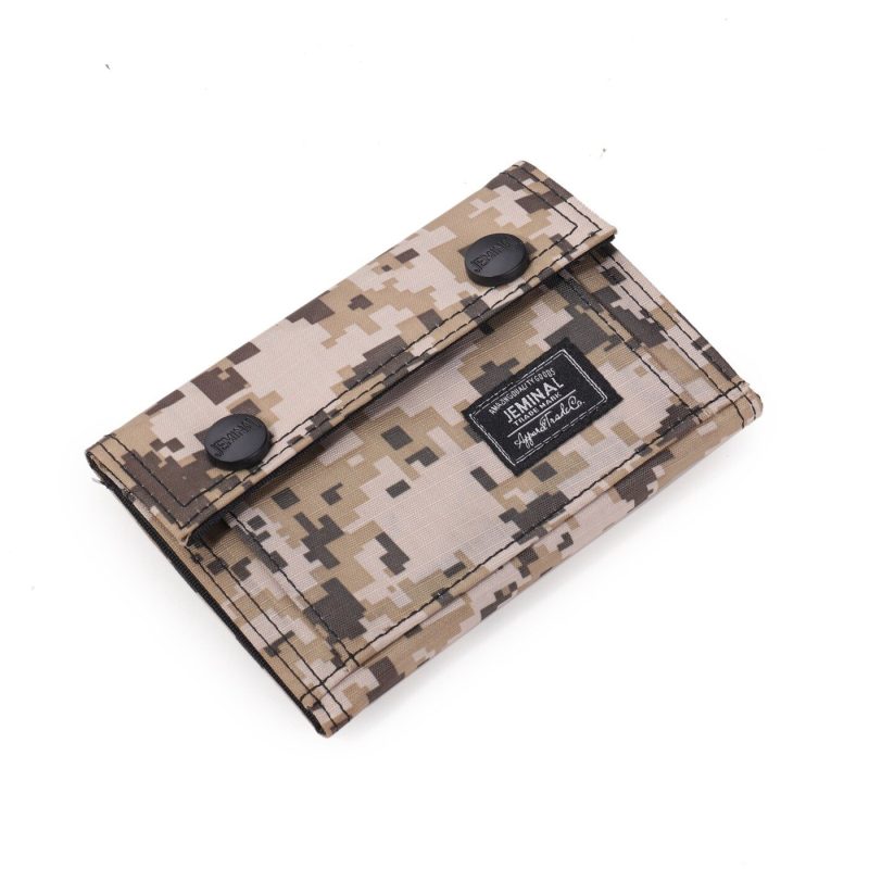 Portefeuille camouflage militaire avec pince à billets - Toile résistante et profil mince - Beige
