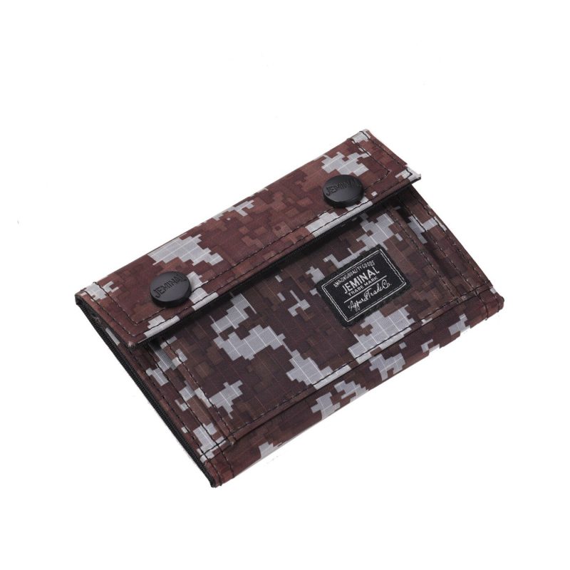 Portefeuille camouflage militaire avec pince à billets - Toile résistante et profil mince - Marron