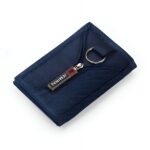 Portefeuille triptyque en nylon - Écrin imperméable pour cartes avec porte-clés intégré - Bleu
