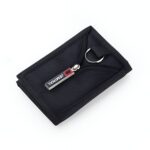Portefeuille triptyque en nylon - Écrin imperméable pour cartes avec porte-clés intégré - Noir