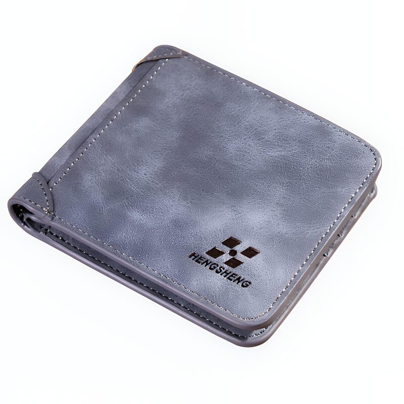 Portefeuille homme trivolets en simili cuir - Élégance vintage et rangements multiples - Bleu