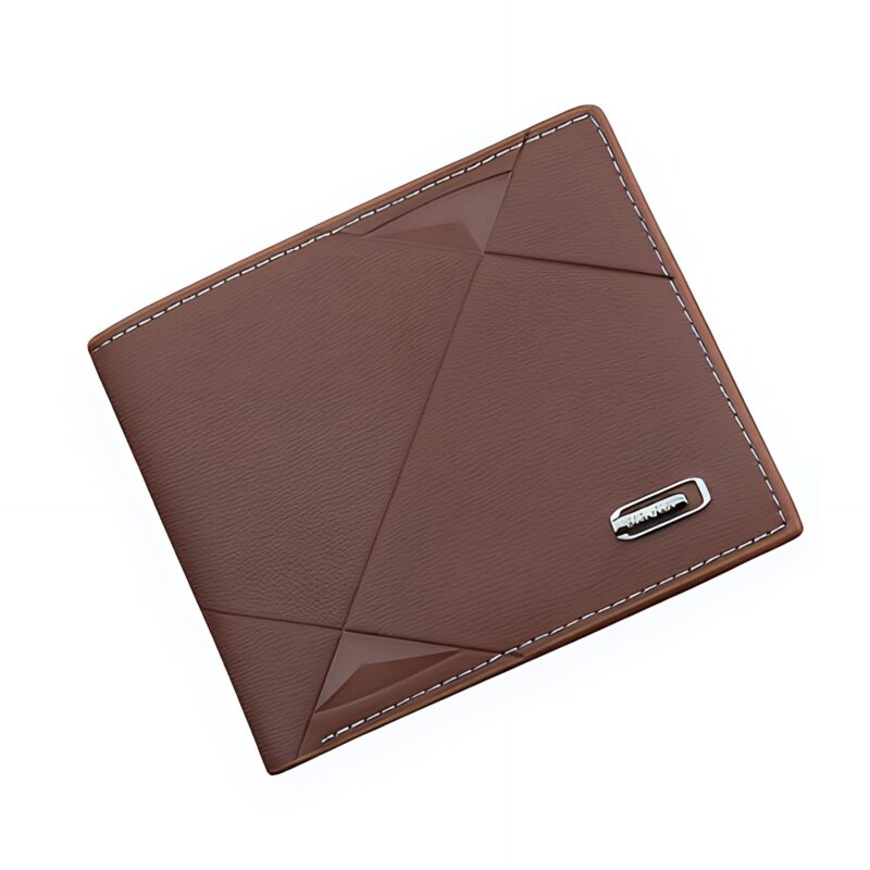 Portefeuille homme raffiné en cuir PU - Élégance discrète et rangements multiples 12x10cm - Marron