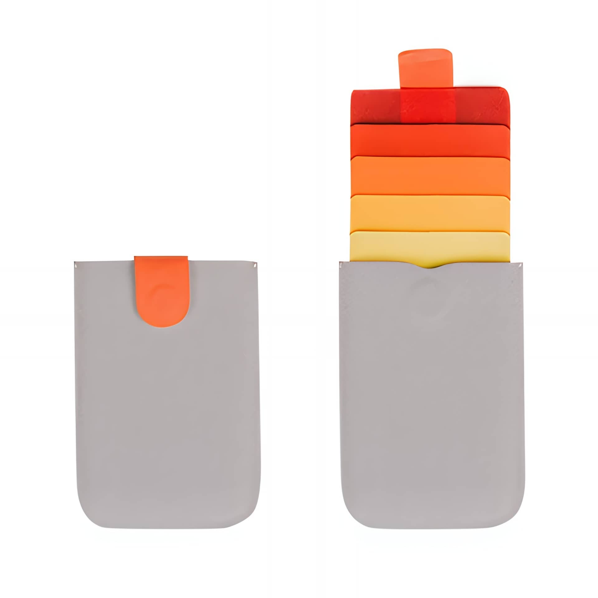 Porte-cartes élégant à tirette colorée protection RFID - Compact avec fermeture magnétique - Gris orange