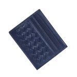 Porte-cartes tressé en similicuir - Bleu