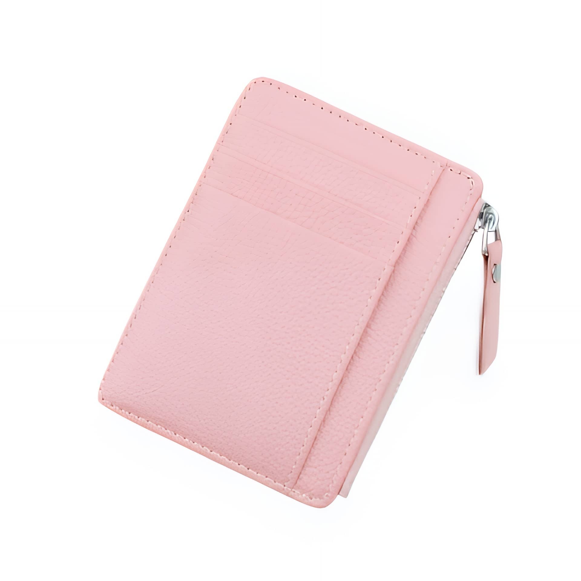 Porte-cartes femme en simili cuir - Élégance compacte à fermoir sécurisé - Rose
