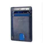 Porte-cartes fin anti-RFID en simili cuir - Protection élégante pour cartes bancaires - Bleu