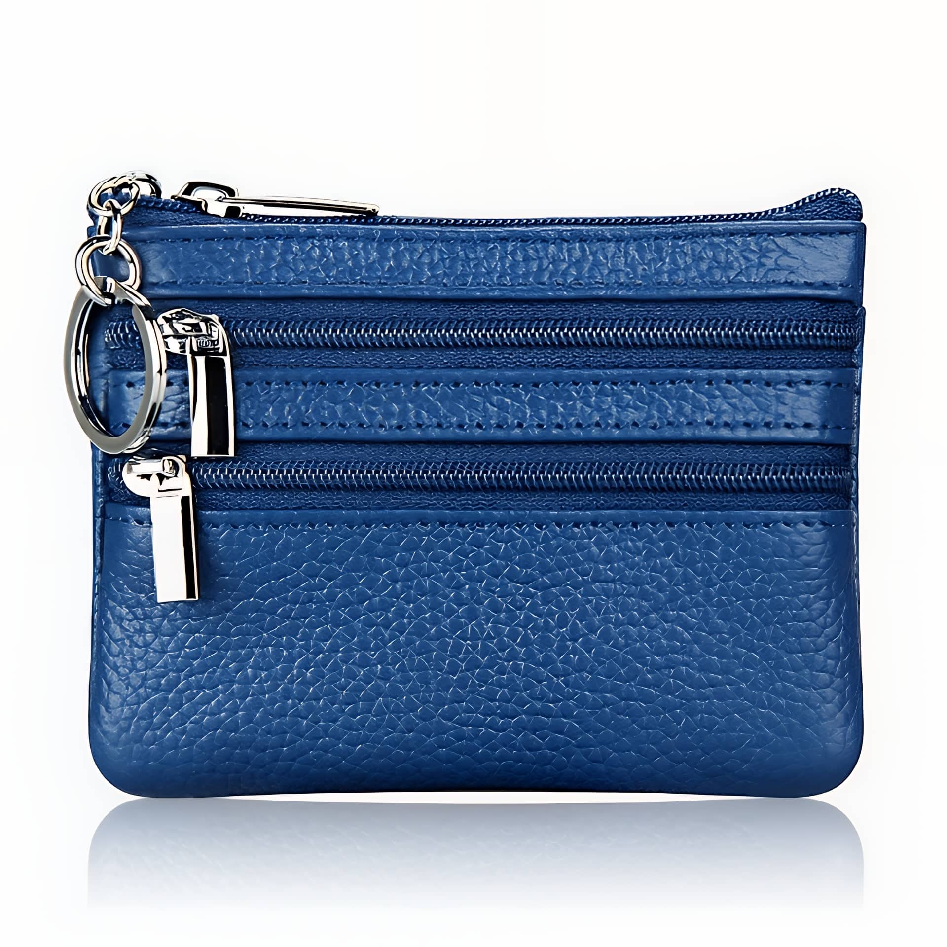 Porte-monnaie compact avec porte-clés intégré - Bleu
