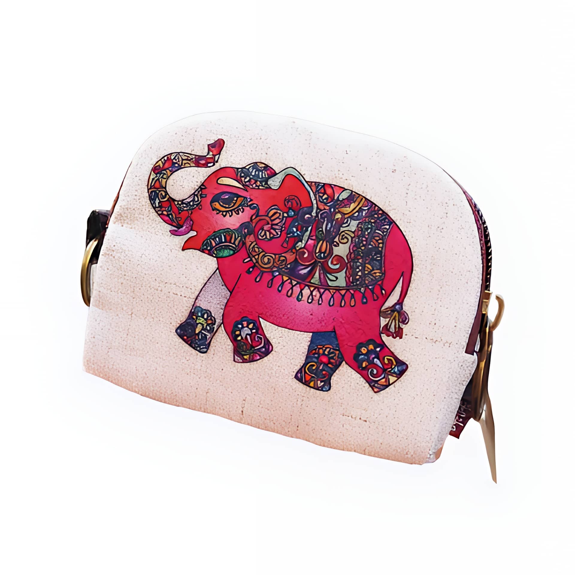 Porte-monnaie compact motif dessin - Zip métal et anneau porte-clés intégré - Blanc