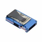 Porte-cartes élégance aluminium - Pince à billets et rangement 12 cartes - Bleu