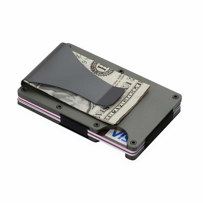 Porte-cartes élégance aluminium - Pince à billets et rangement 12 cartes