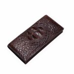 Porte-cartes allongé en cuir de crocodile véritable - Écrin artisanal pour homme raffiné