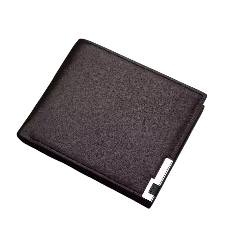 Portefeuille personnalisable - Portefeuille homme en simili cuir avec bordure métallique - Marron