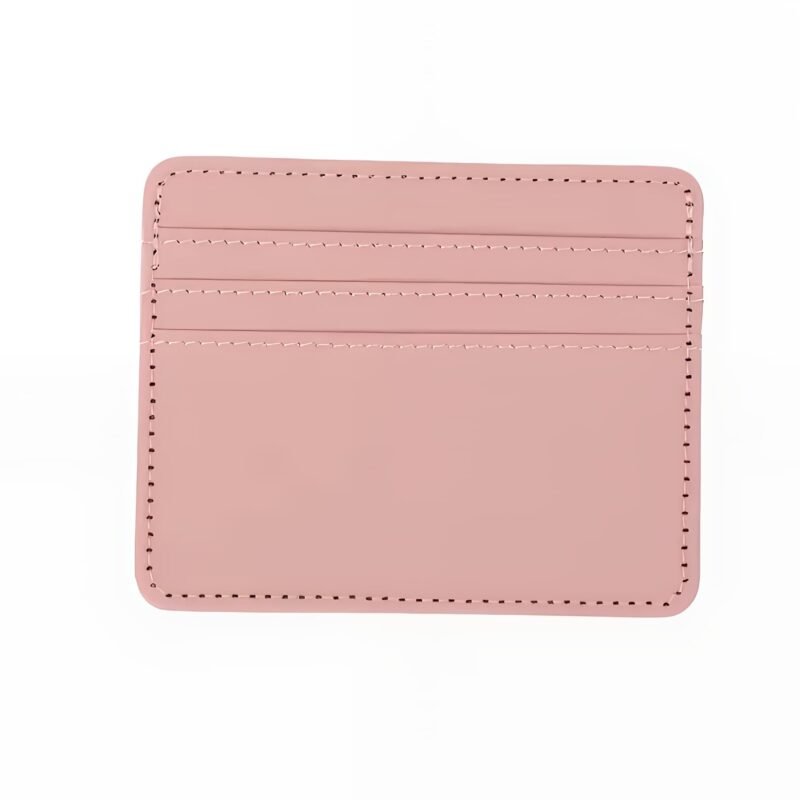 Porte-cartes élancé en simili cuir lisse ultra fin  pour billets et cartes - Rose