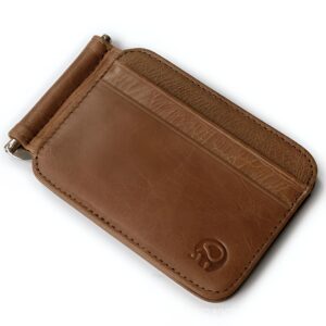 Porte-cartes slim vintage en cuir véritable - Élégance minimaliste avec pince à billets