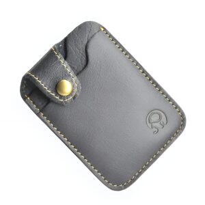 Porte-cartes minimaliste en cuir véritable - Finesse et sécurité à bouton pression